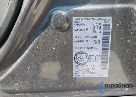 2016 Nissan Rogue S/Sl/Sv z USA, uszkodzony, nr VIN 5N1AT2MVXGC821561